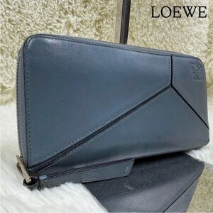 Loewe Dark Blue Geometric Leather Wallet